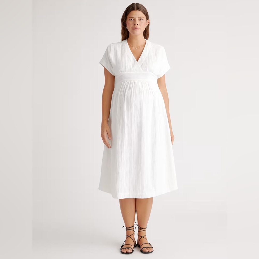 NWT Quince Organic Cotton Gauze Maternity Midi Dress